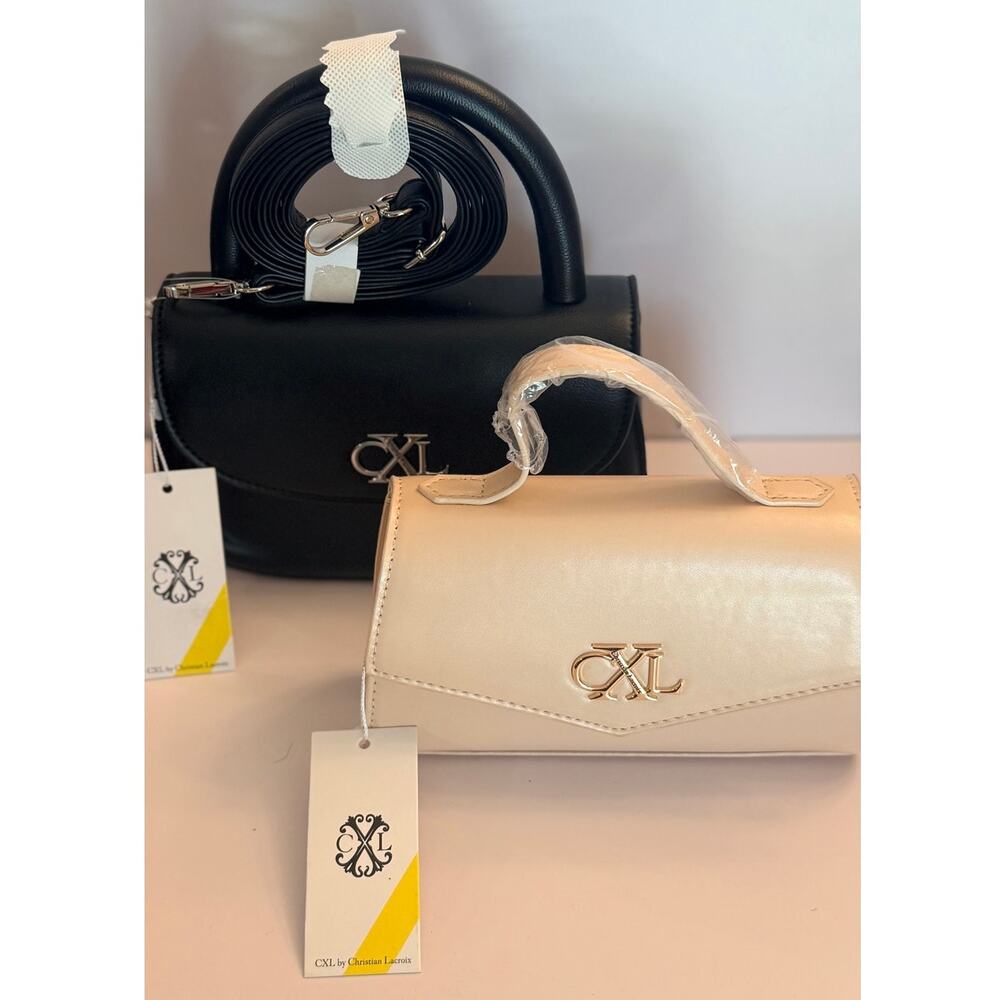 (2) CXL by Christian Lacroix Crossbody Bags Bundle Black & Cream NWT